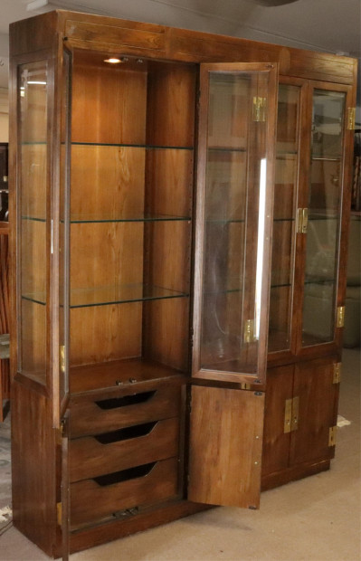 Henredon Oak Campaign Library Bookcase