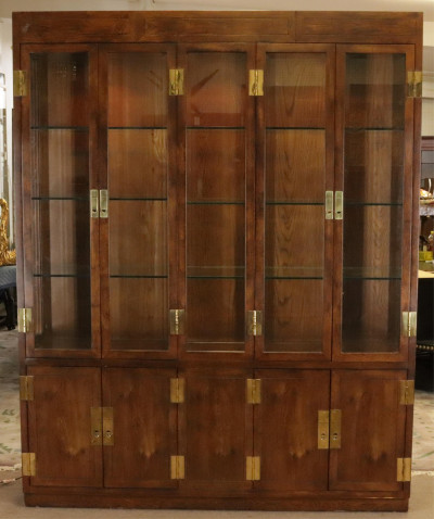 Henredon Oak Campaign Library Bookcase