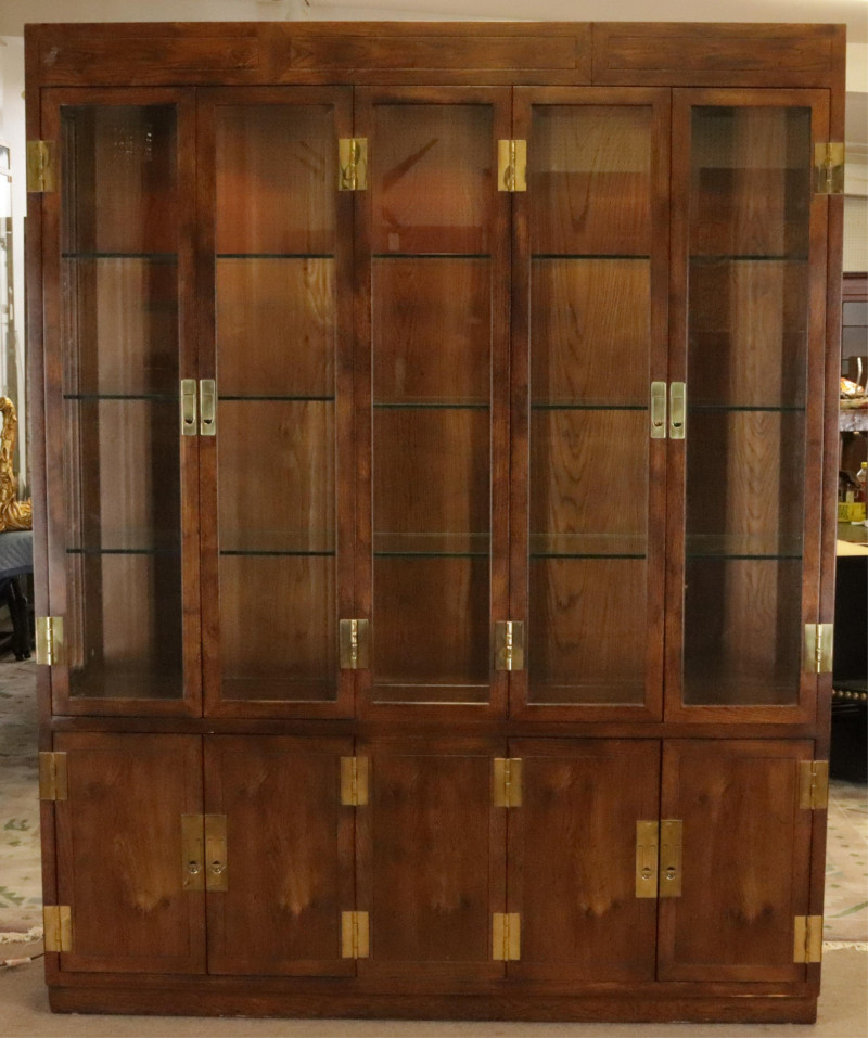 Henredon Oak Campaign Library Bookcase