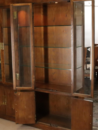 Henredon Oak Campaign Library Bookcase