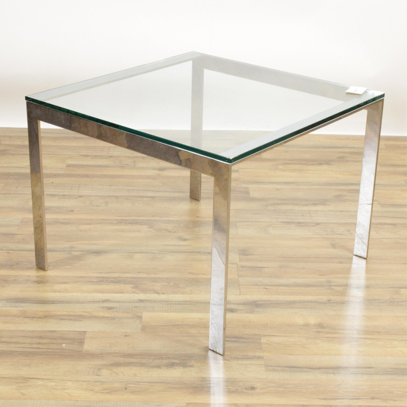 Contemporary Square Chrome Glass Coffee Table