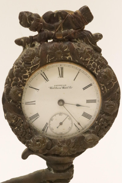 Figural Brass Watch Fob Thermometer Clock