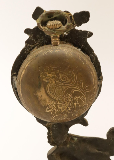 Figural Brass Watch Fob Thermometer Clock