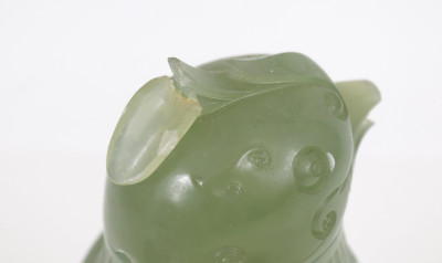 Chinese Archaistic Style Jade Bird as Jar 20th C