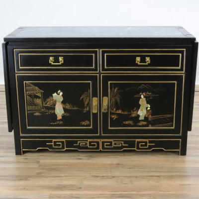 Chinese Style Gilt Black Lacquer Server