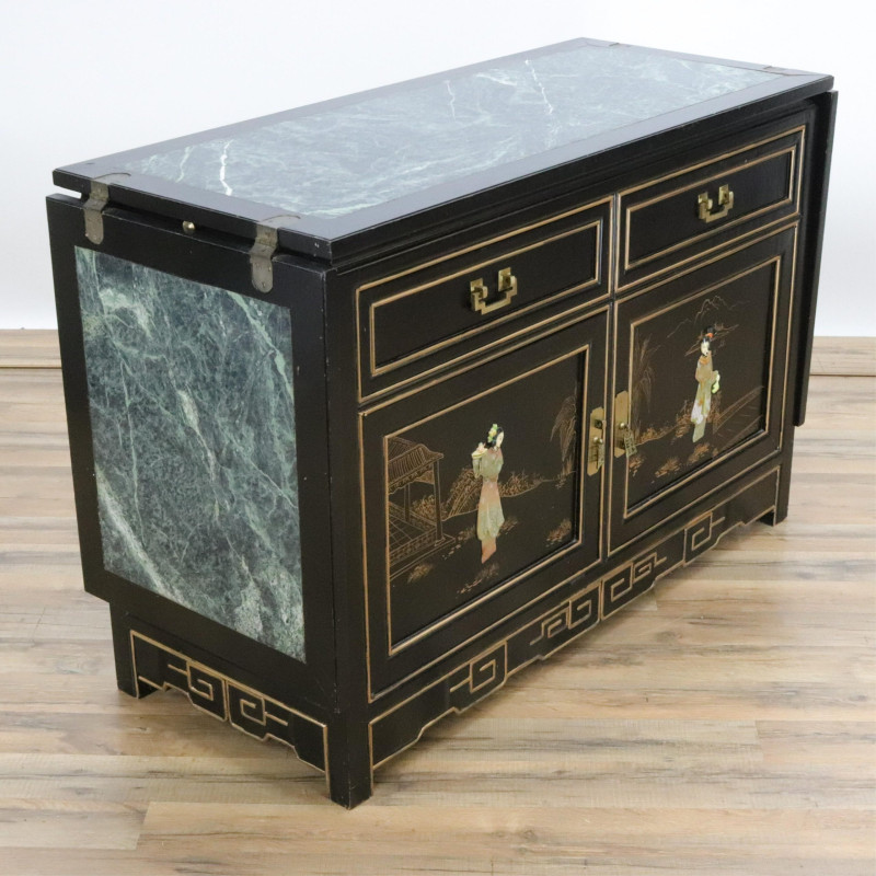 Chinese Style Gilt Black Lacquer Server
