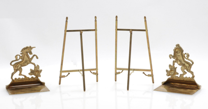 Marble Obelisk Column Brass Bookends