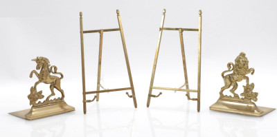 Marble Obelisk Column Brass Bookends