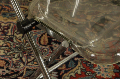 Set of 4 Kartell Style Chrome Lucite Chairs