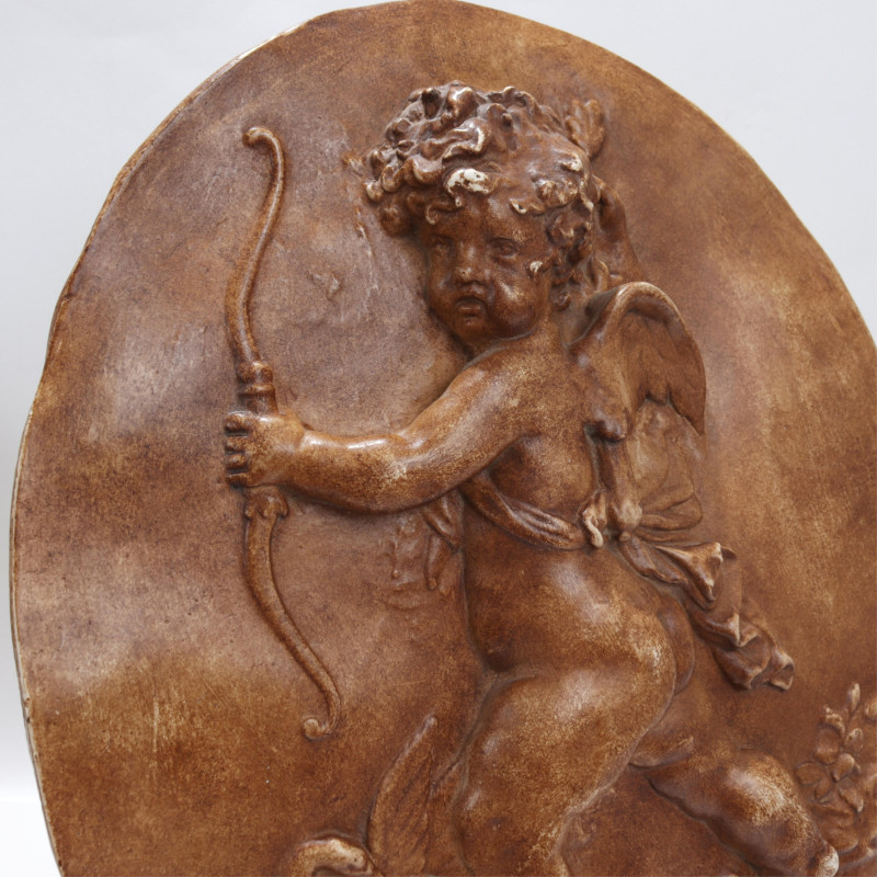 Pair Ceramic Putti Plaques Another