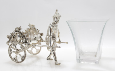 3 Silverplate Rickshaw Form Decanter Trolleys