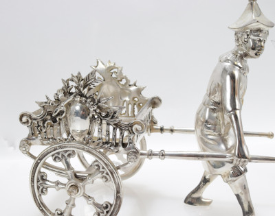 3 Silverplate Rickshaw Form Decanter Trolleys