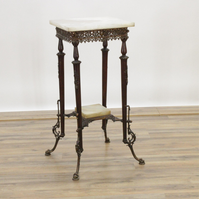 Victorian Brass Walnut Pedestal 19th C