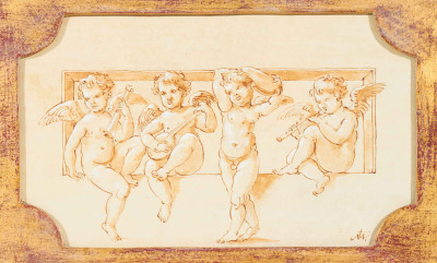 Artist Unknown - Group of Four Cherub Drawings
