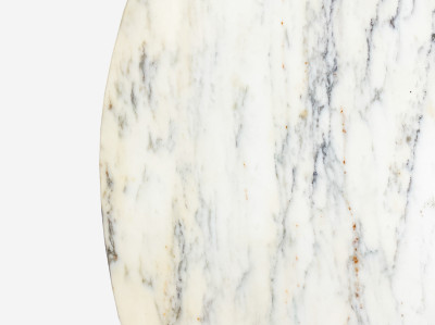 Round marble and chromed steel modern dining table