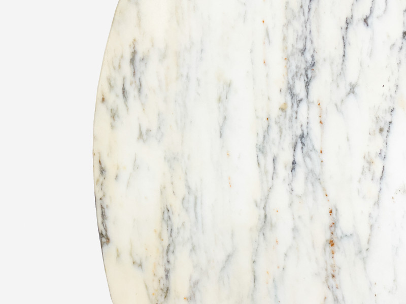 Round marble and chromed steel modern dining table