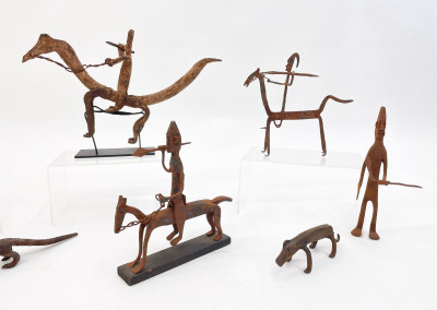 Group of 8 African iron animal sculptures