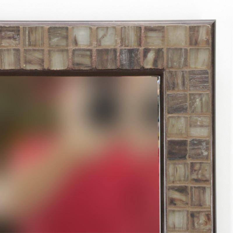 Pair Contemporary Agate Tile Frame Mirrors