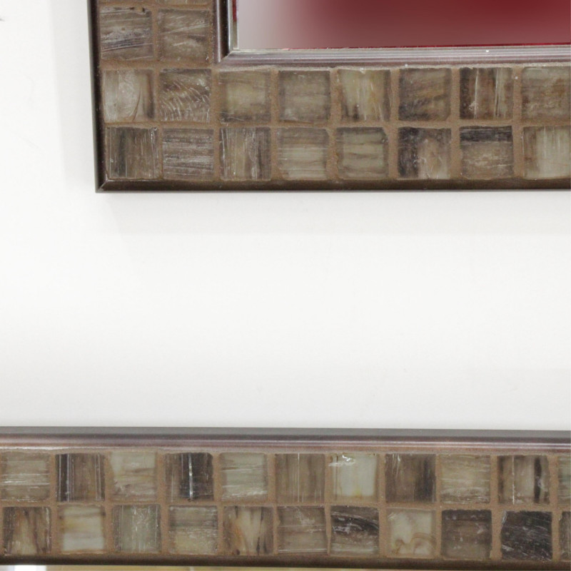Pair Contemporary Agate Tile Frame Mirrors