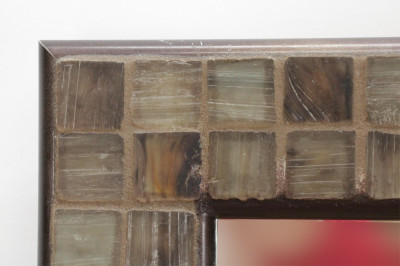 Pair Contemporary Agate Tile Frame Mirrors