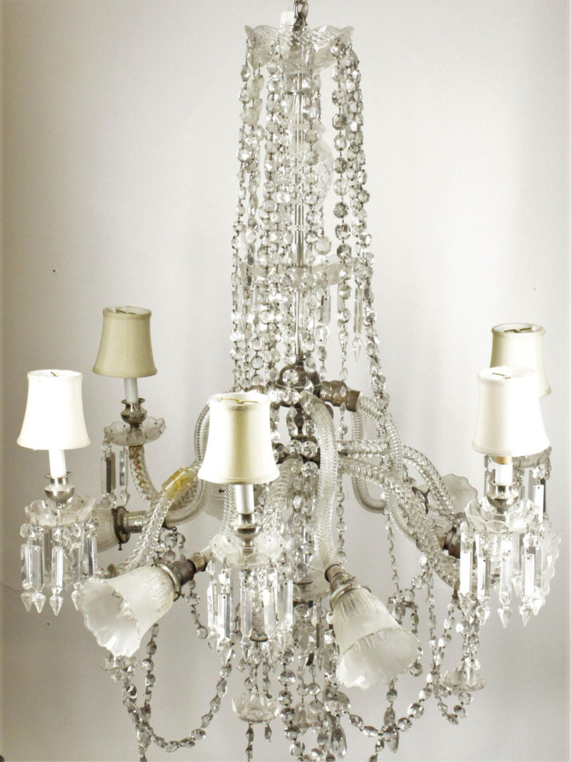 Victorian Molded &amp; Cut Glass 6-Light Chandelier