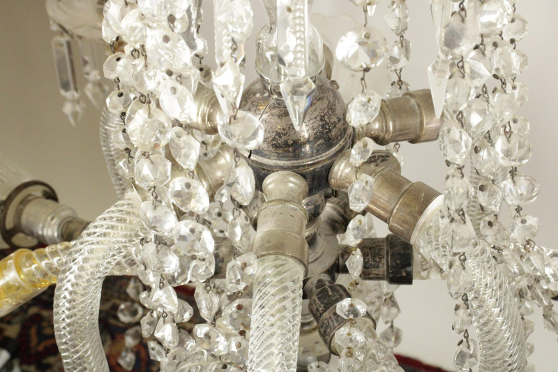 Victorian Molded &amp; Cut Glass 6-Light Chandelier
