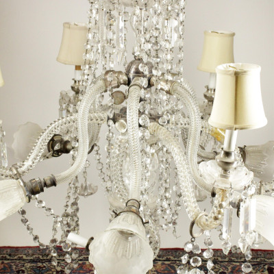 Victorian Molded &amp; Cut Glass 6-Light Chandelier