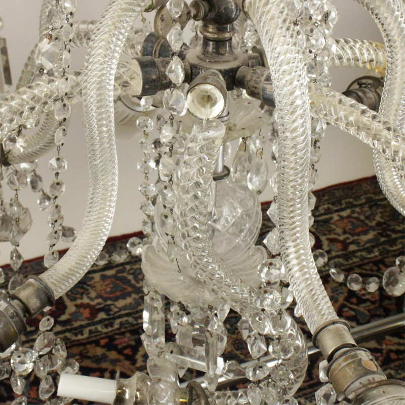 Victorian Molded &amp; Cut Glass 6-Light Chandelier