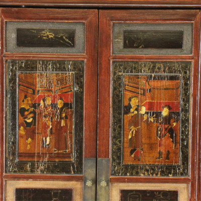 Chinese Painted Hardwood Armoire