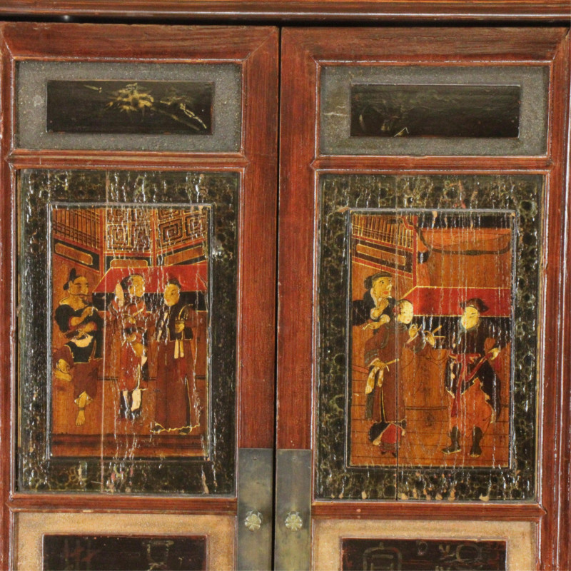 Chinese Painted Hardwood Armoire