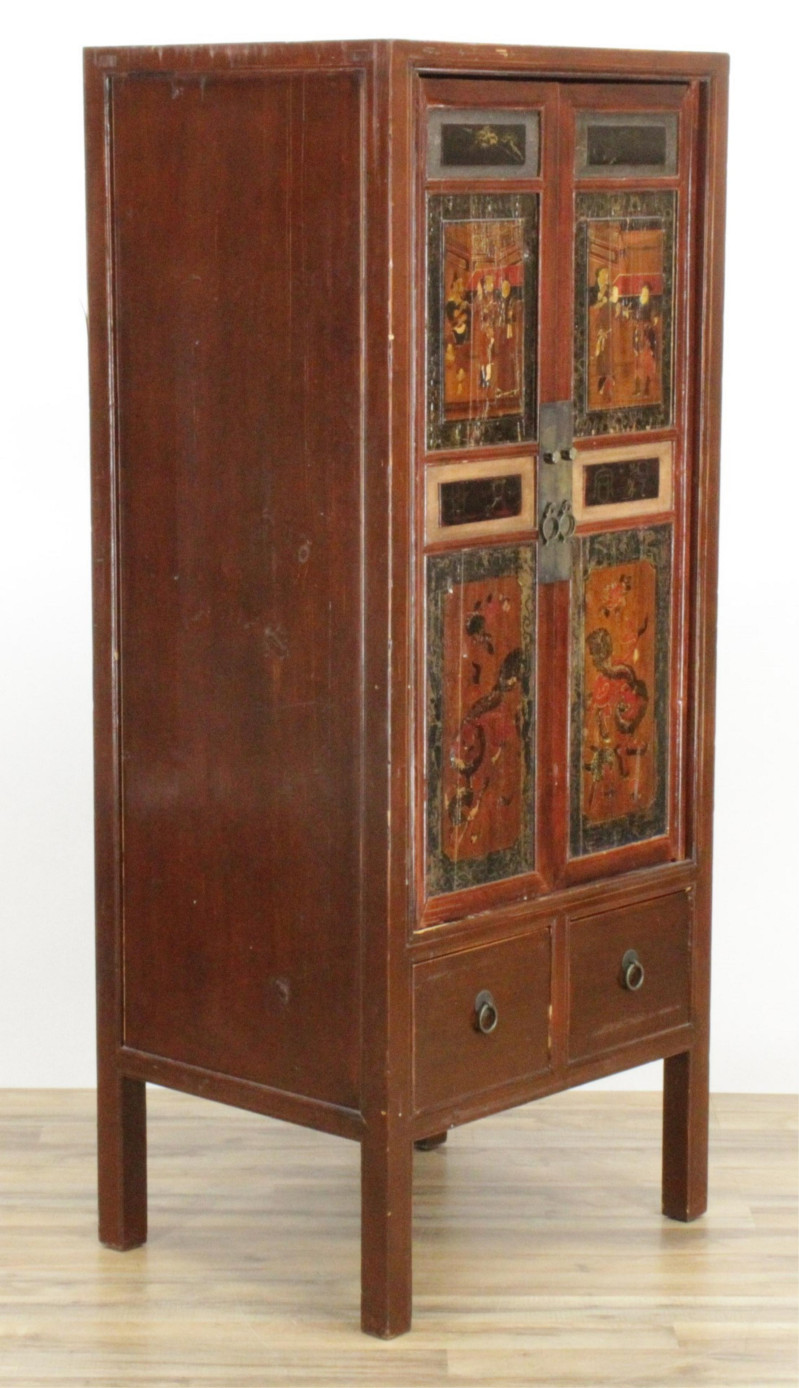 Chinese Painted Hardwood Armoire