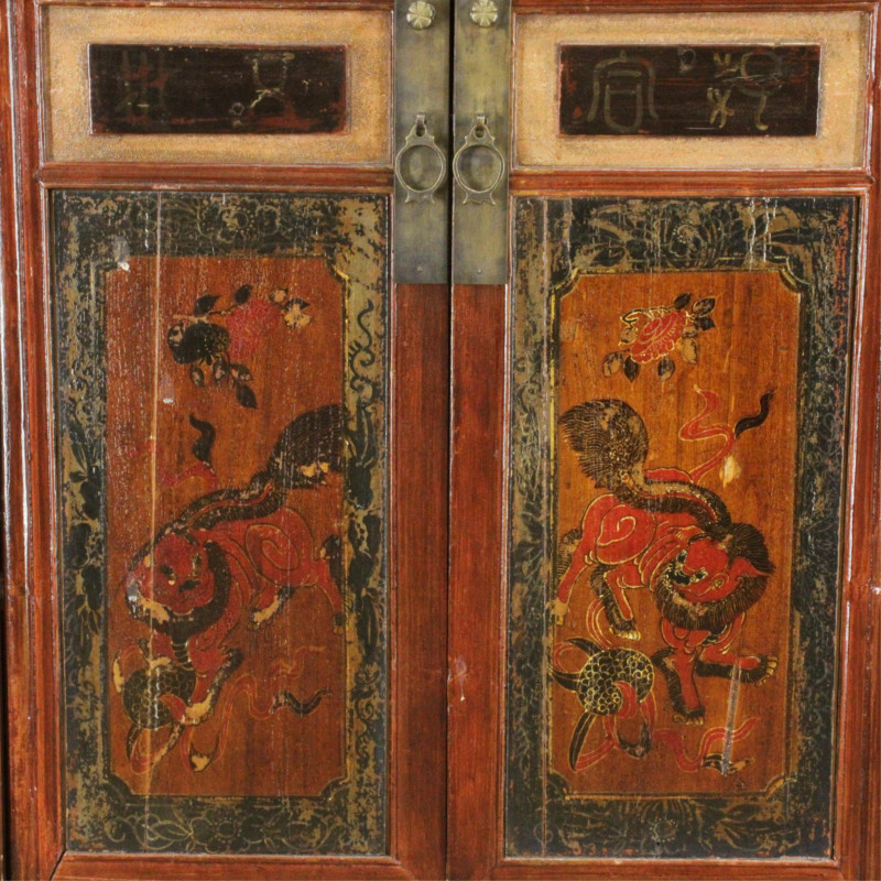 Chinese Painted Hardwood Armoire