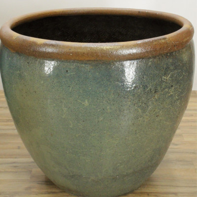 Pair of Large French Glazed Terra Cotta Planters