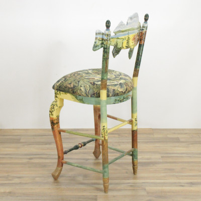 Mackenzie Childs &apos;Forest Fish&apos; High Back Bar Stool