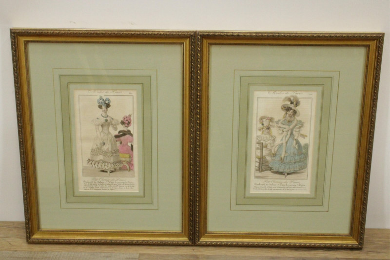 8 Modes de Paris Hand Colored Engravings