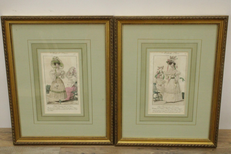 8 Modes de Paris Hand Colored Engravings