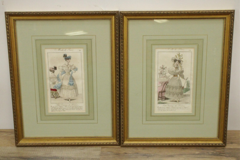 8 Modes de Paris Hand Colored Engravings