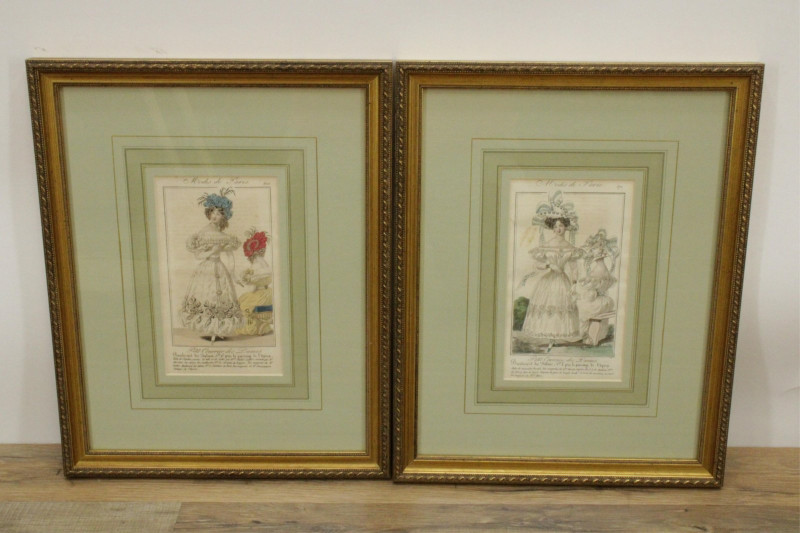 8 Modes de Paris Hand Colored Engravings