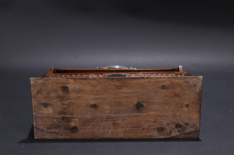 Victorian Silverplate Mounted Oak Tantalus, 19 C.