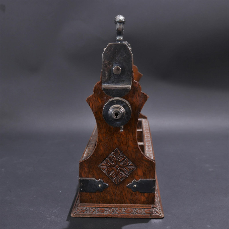 Victorian Silverplate Mounted Oak Tantalus, 19 C.
