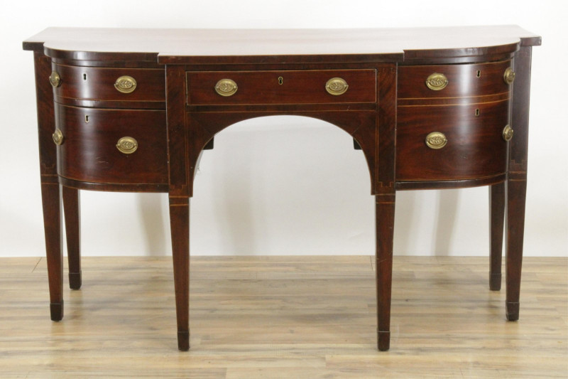 George III Mahogany Inlaid Bow Front Sideboard