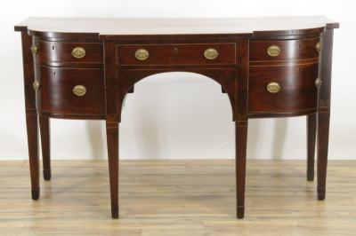 George III Mahogany Inlaid Bow Front Sideboard