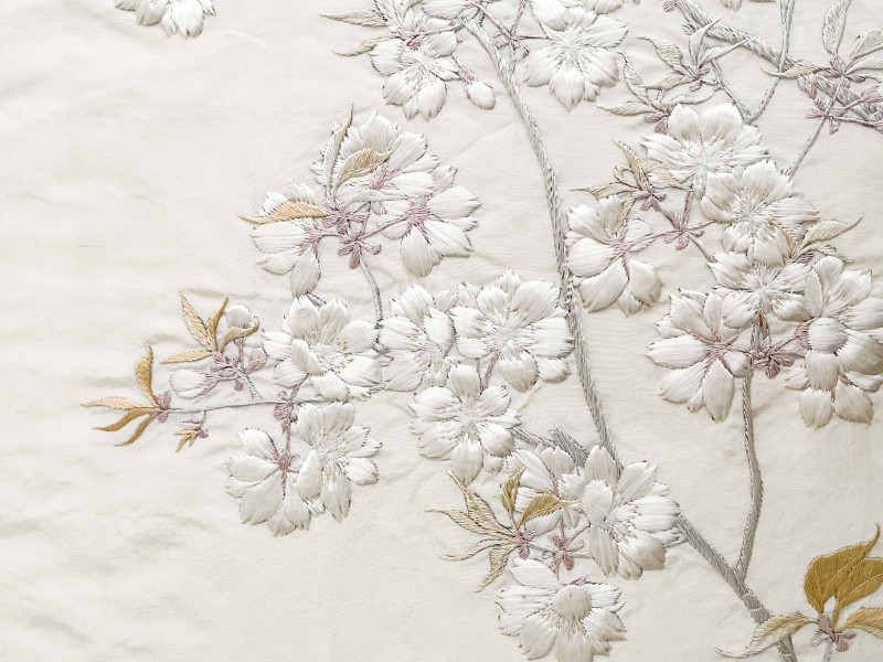 Two Republic Era Chinese Export Embroidered Silk Tablecloths