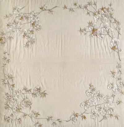 Two Republic Era Chinese Export Embroidered Silk Tablecloths