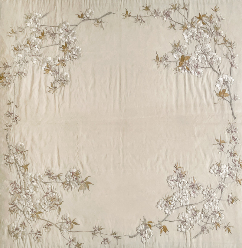 Two Republic Era Chinese Export Embroidered Silk Tablecloths