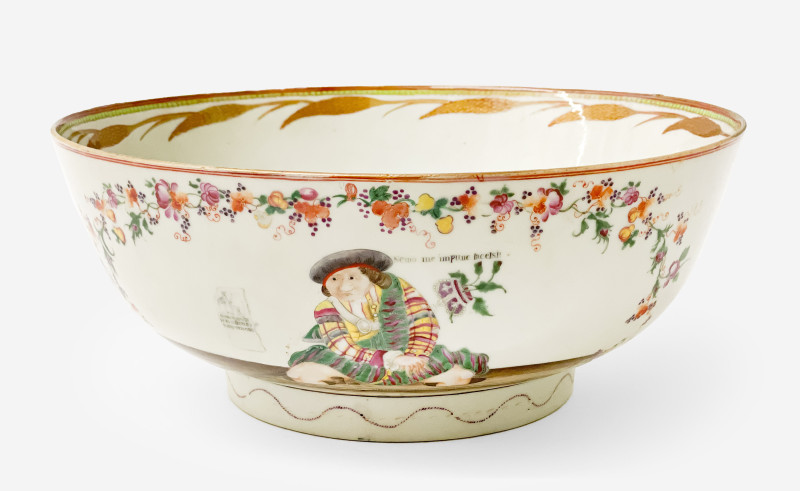 Chinese Export Satirical Punch Bowl, &apos;Sauney&apos;s Mistake&apos;