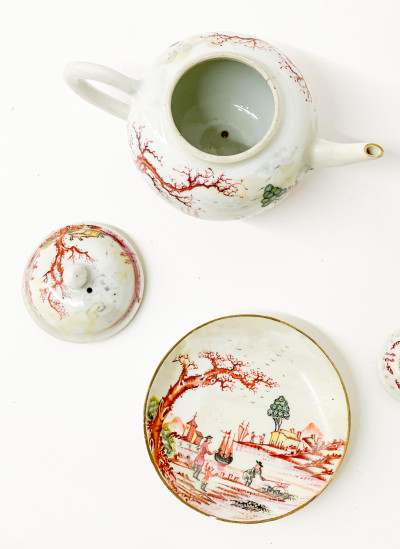 Chinese Export Porcelain European Landscape Partial Teaset