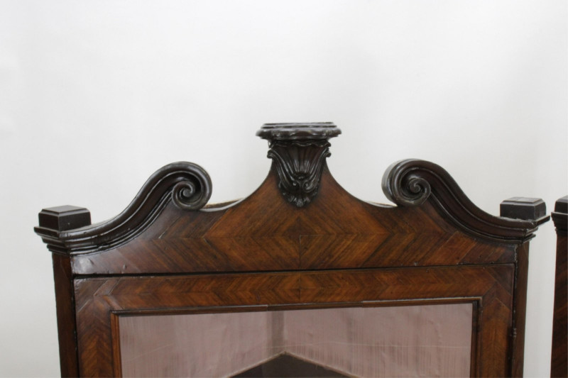 Pair Rococo Style Hanging Corner Cabinet, 19 C.