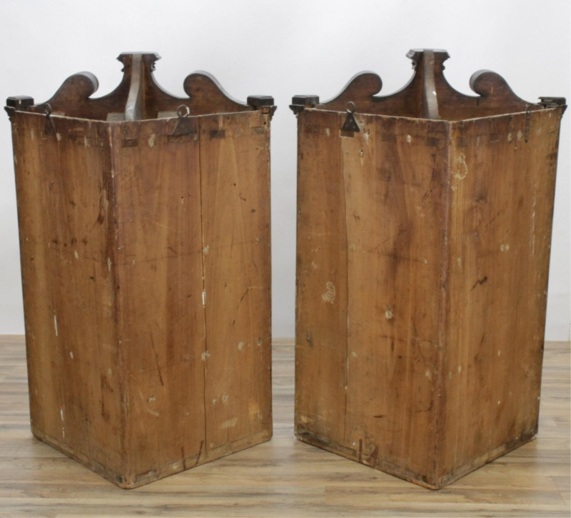 Pair Rococo Style Hanging Corner Cabinet, 19 C.