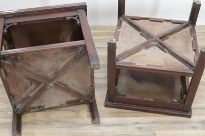 Pair Georgian Style Inlaid Mahogany End Tables